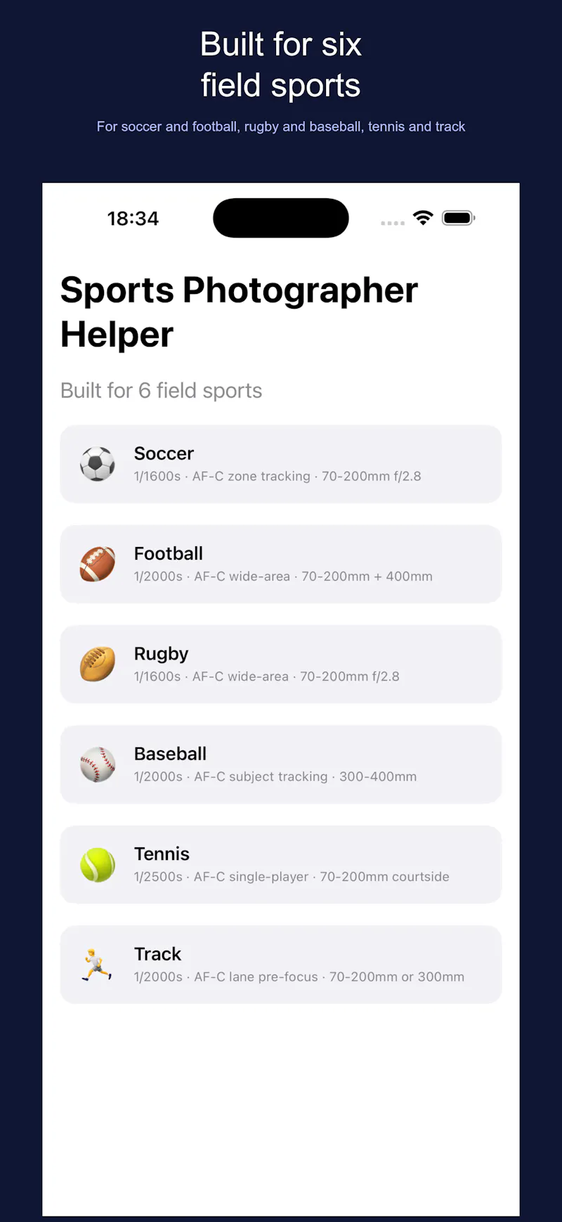 Sports Photographer Helper screenshot 3