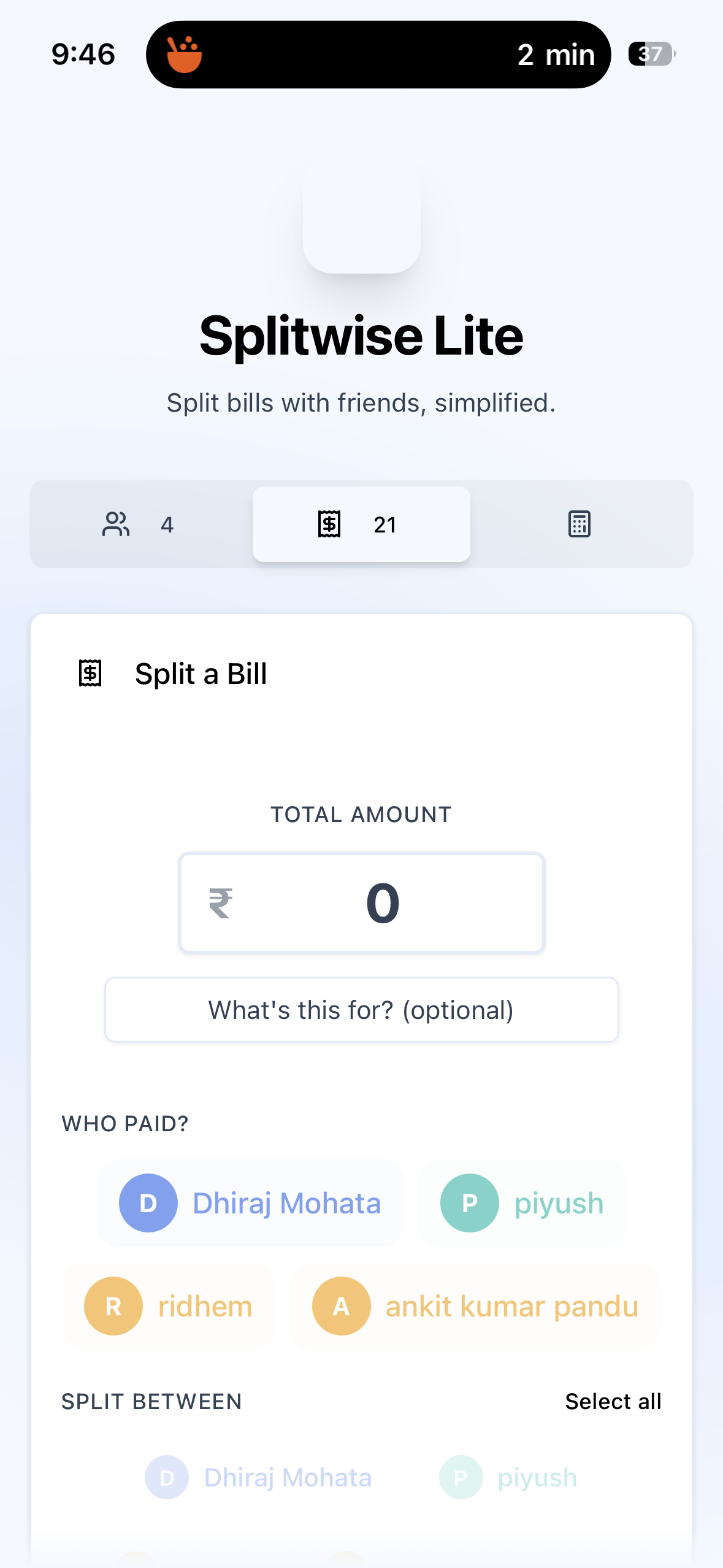 Easy Splitwise - Screenshot 2 showing product features and functionality