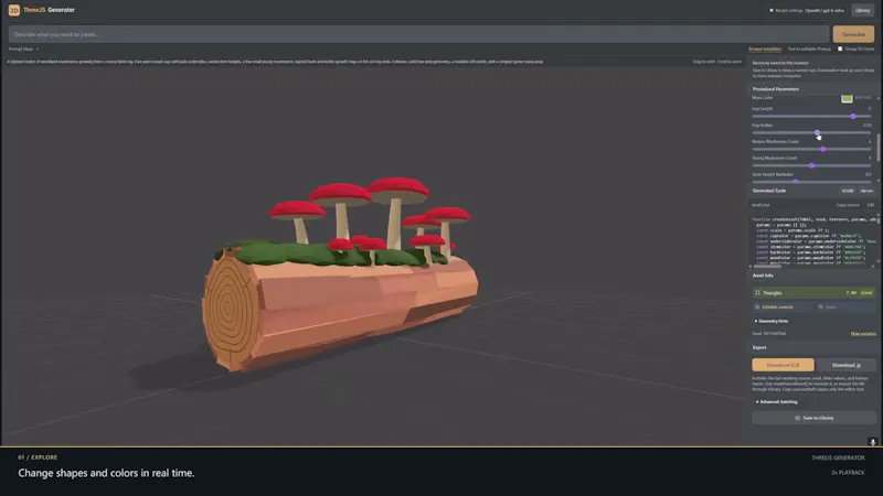  ThreeJS Generator screenshot 1 (video preview)