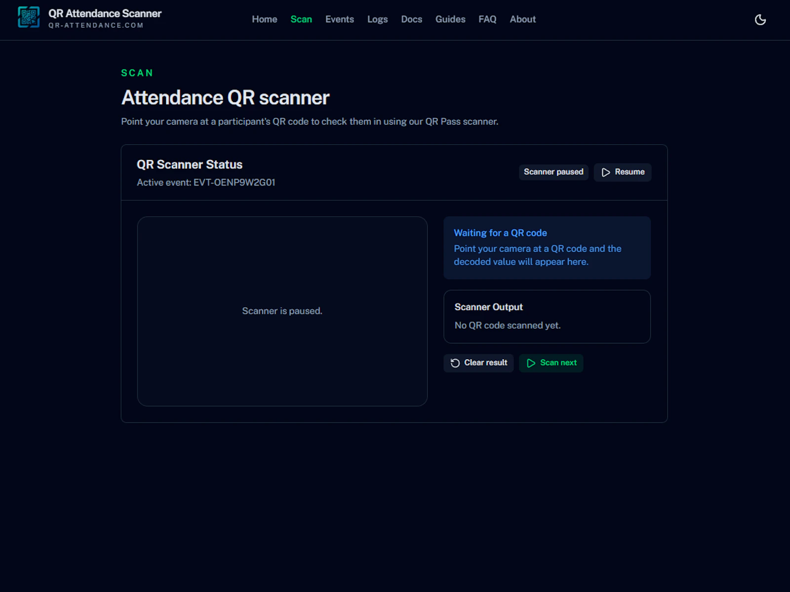 QR Attendance Scanner screenshot 2