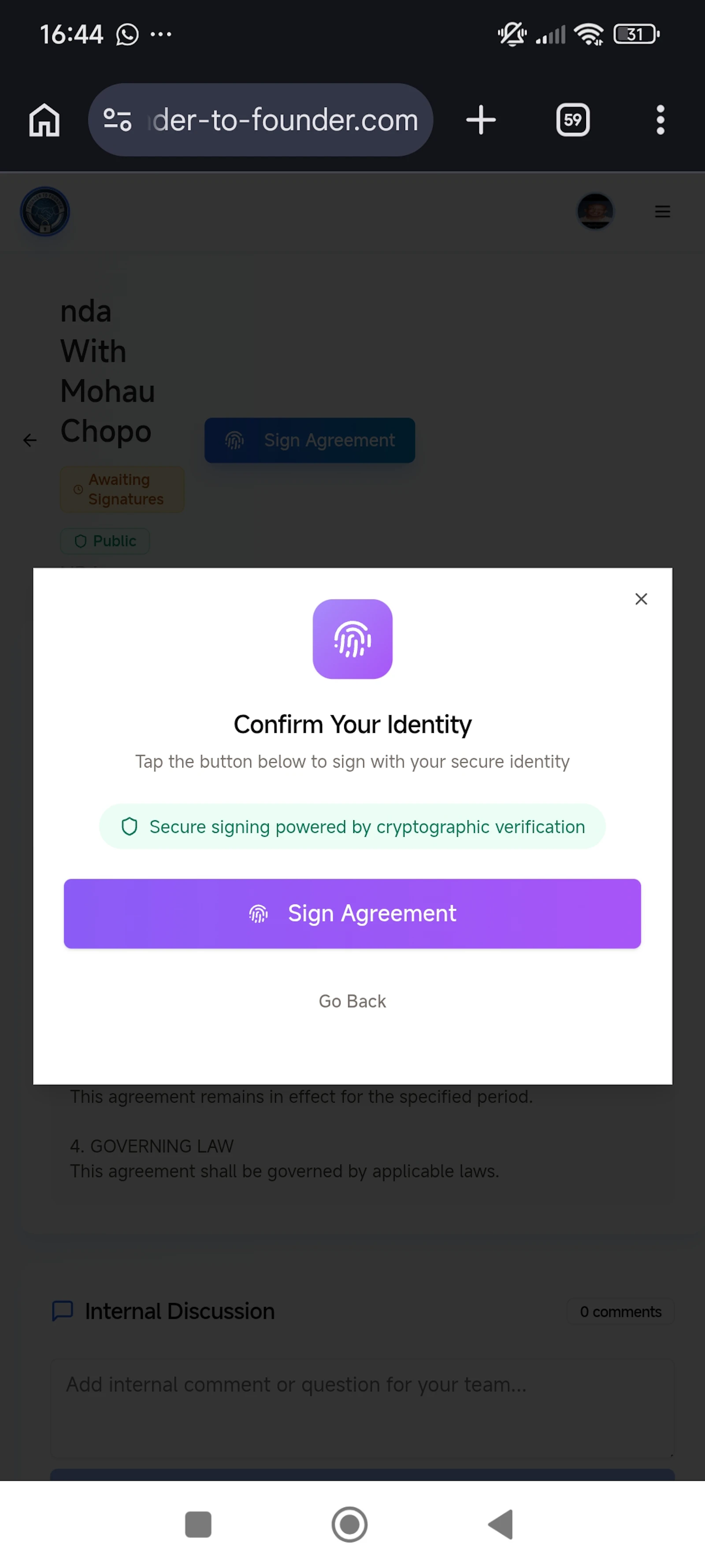 Founder to Founder (zap NDA) screenshot 2