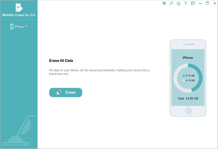 Mobikin borrador para iOS - 1 haga clic para borrar todos los datos en su iDevice media 2