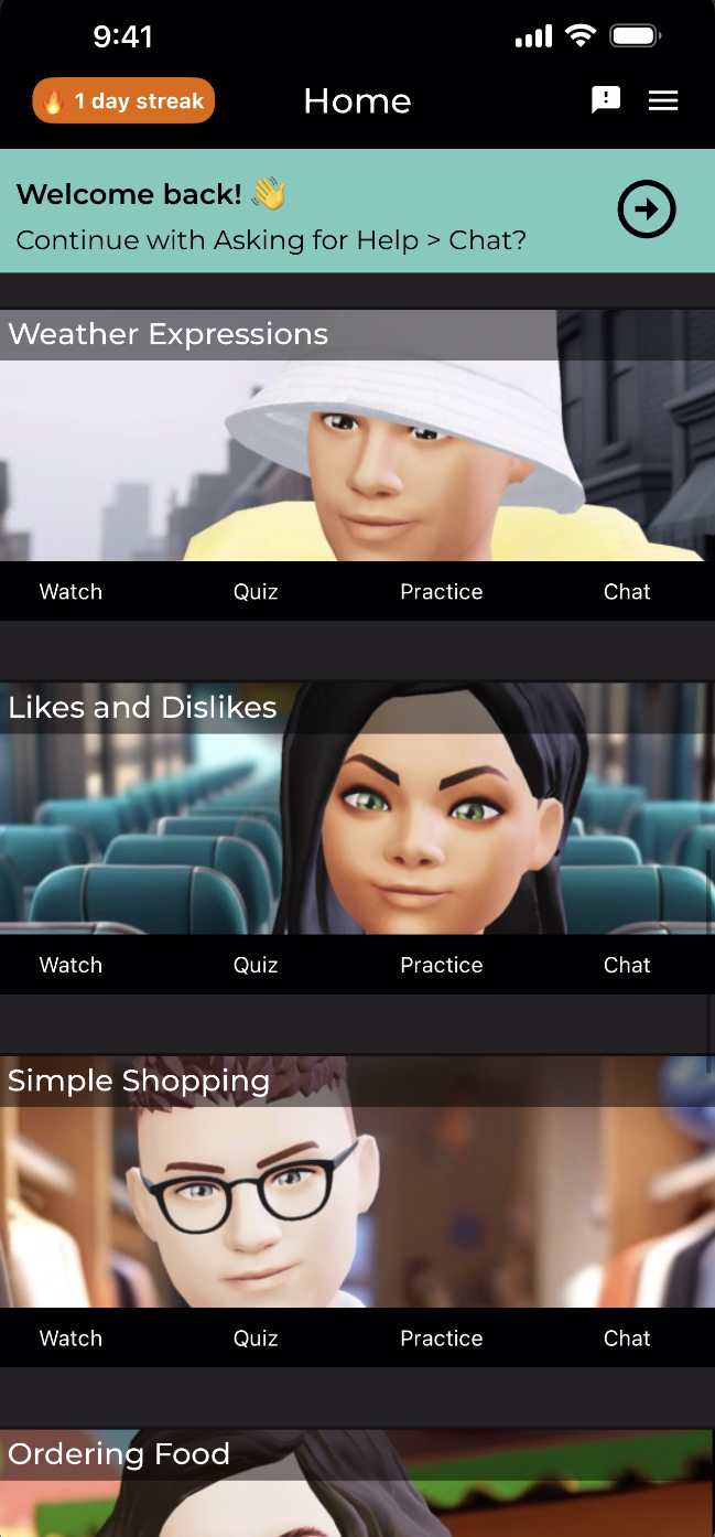 ConvoLive: AI Language Partners - Main screenshot showing features and interface