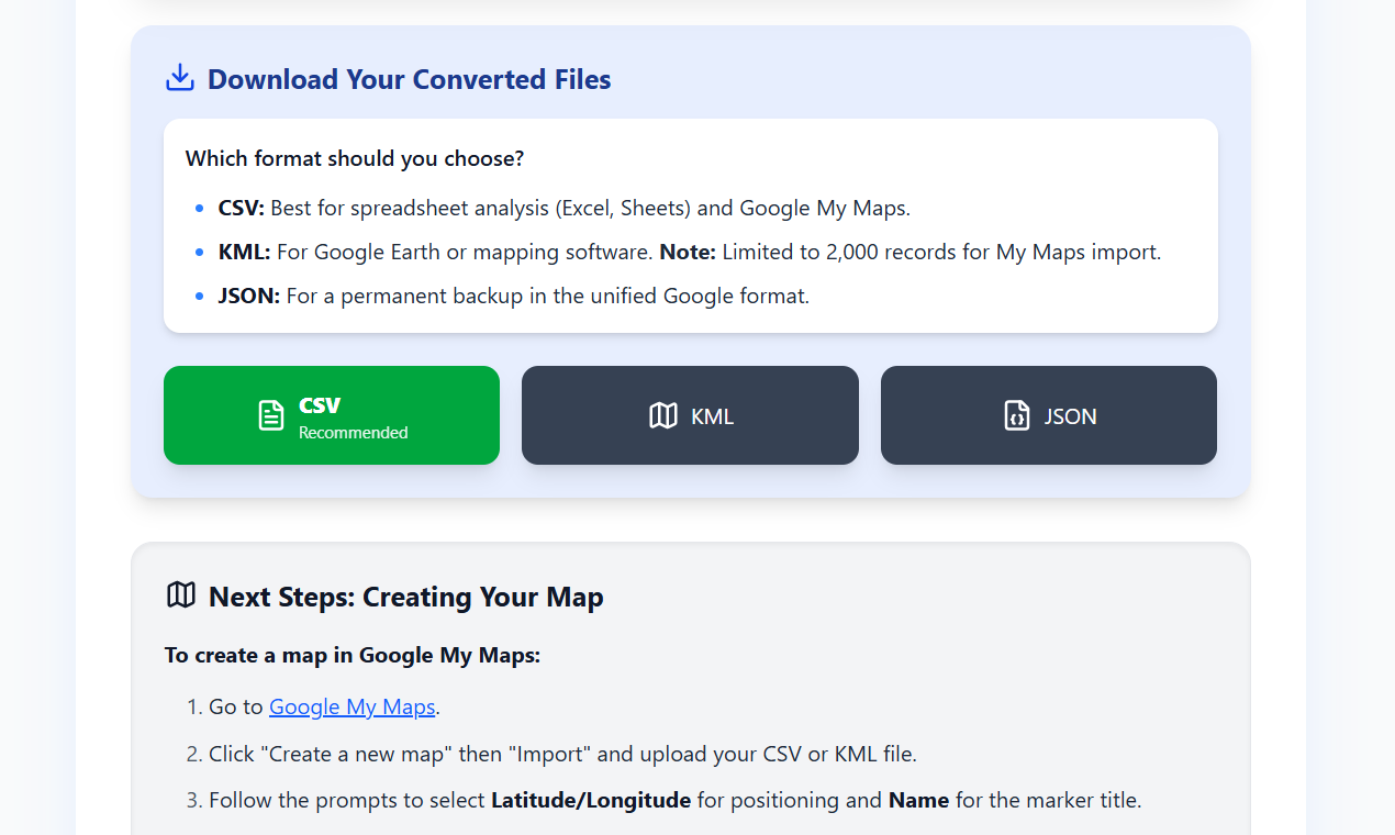 Google Maps Timeline Data Converter App gallery image