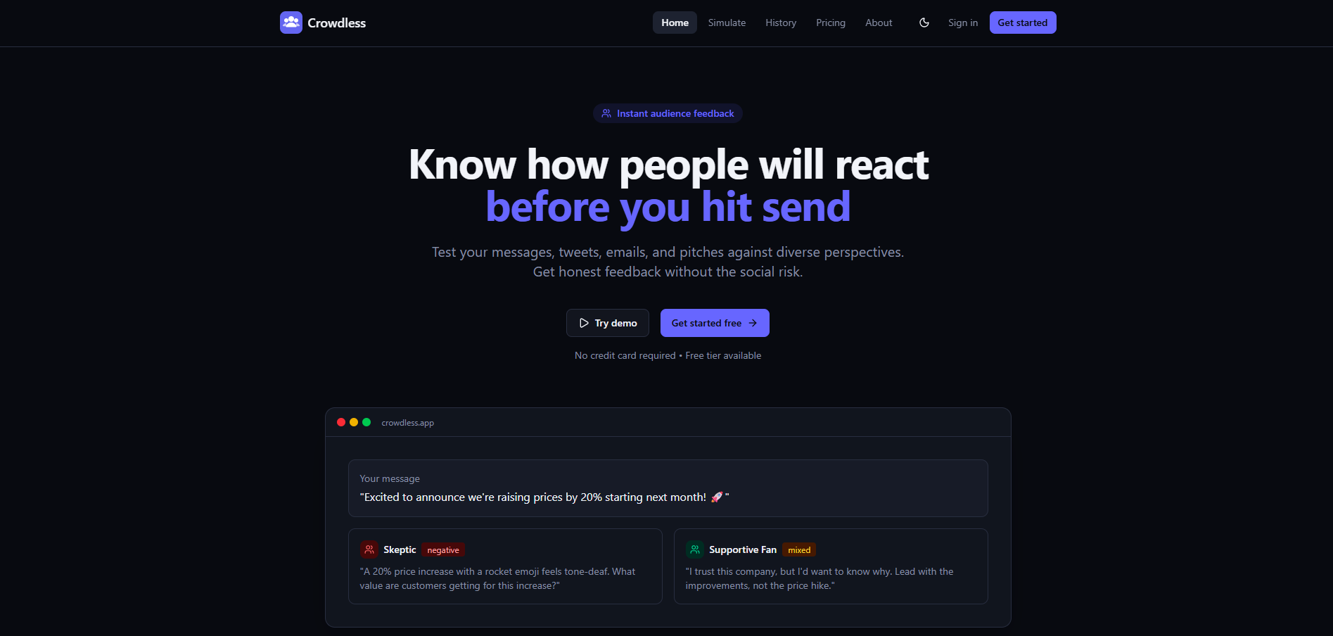 Crowdless - Main product screenshot demonstrating key features and user interface