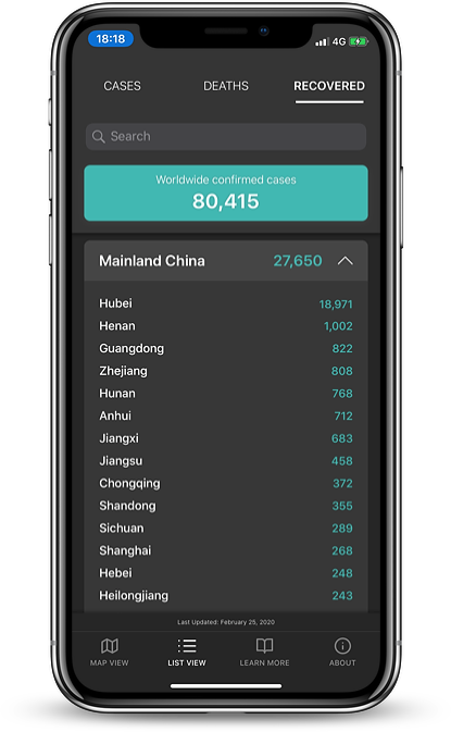 Coromap: Coronavirus tracker gallery image