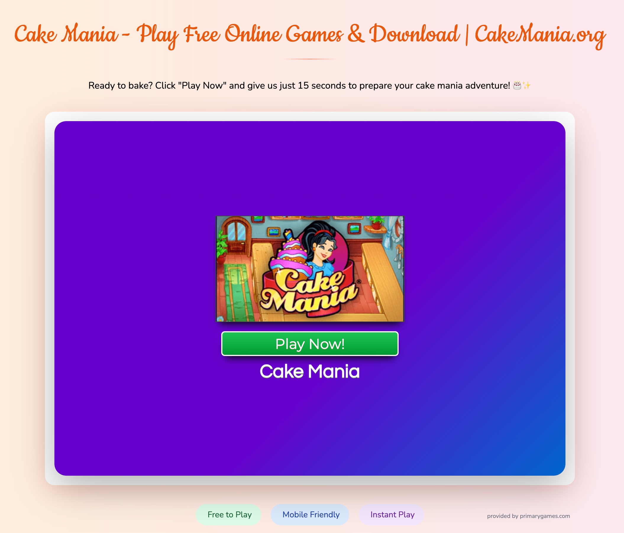 Play Cake Mania Online media 1