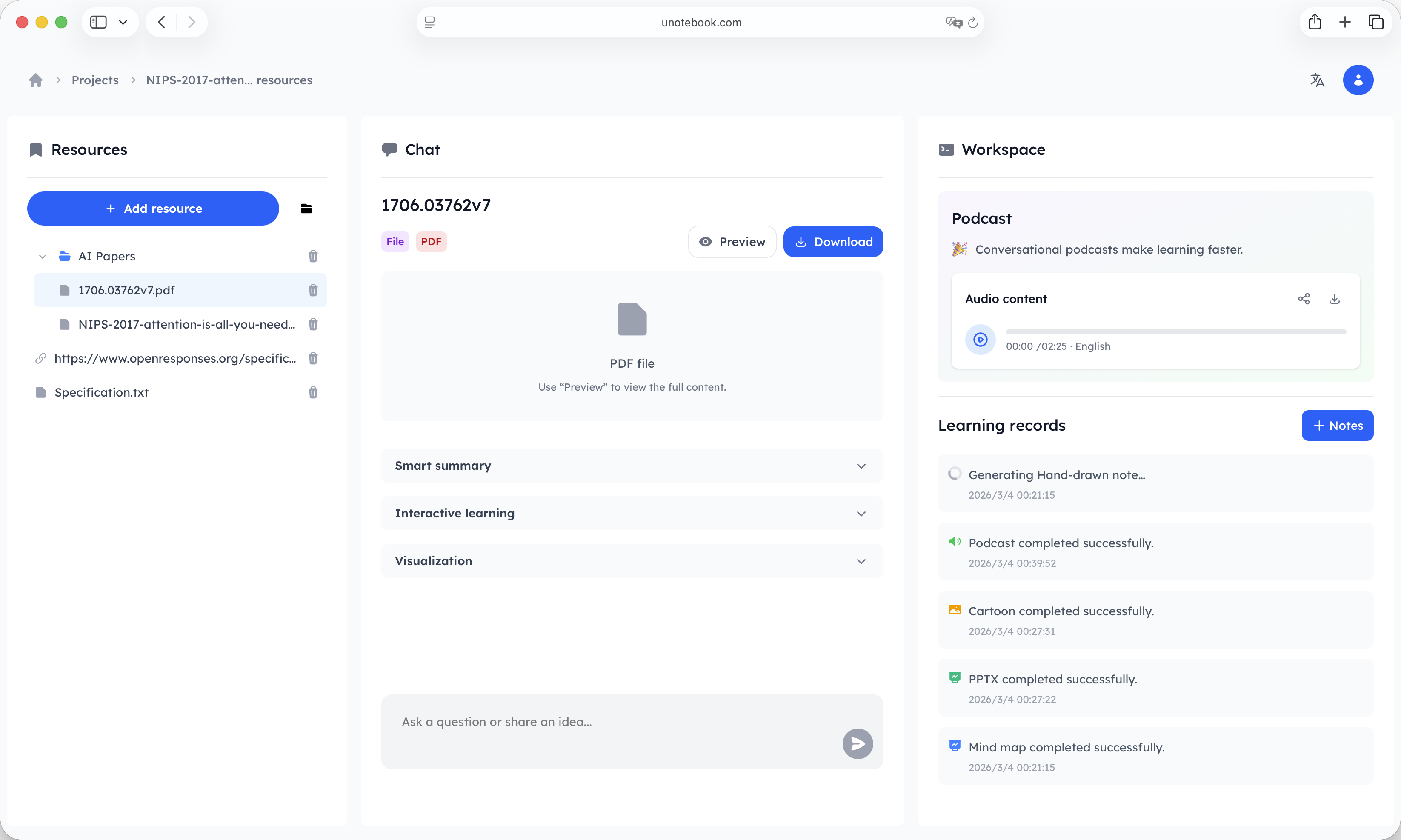 Unotebook - Screenshot 3 showing product features and functionality