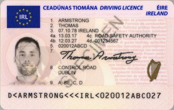 Fake Irish driving license