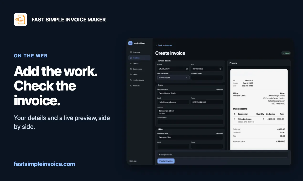 Fast Simple Invoice Maker screenshot