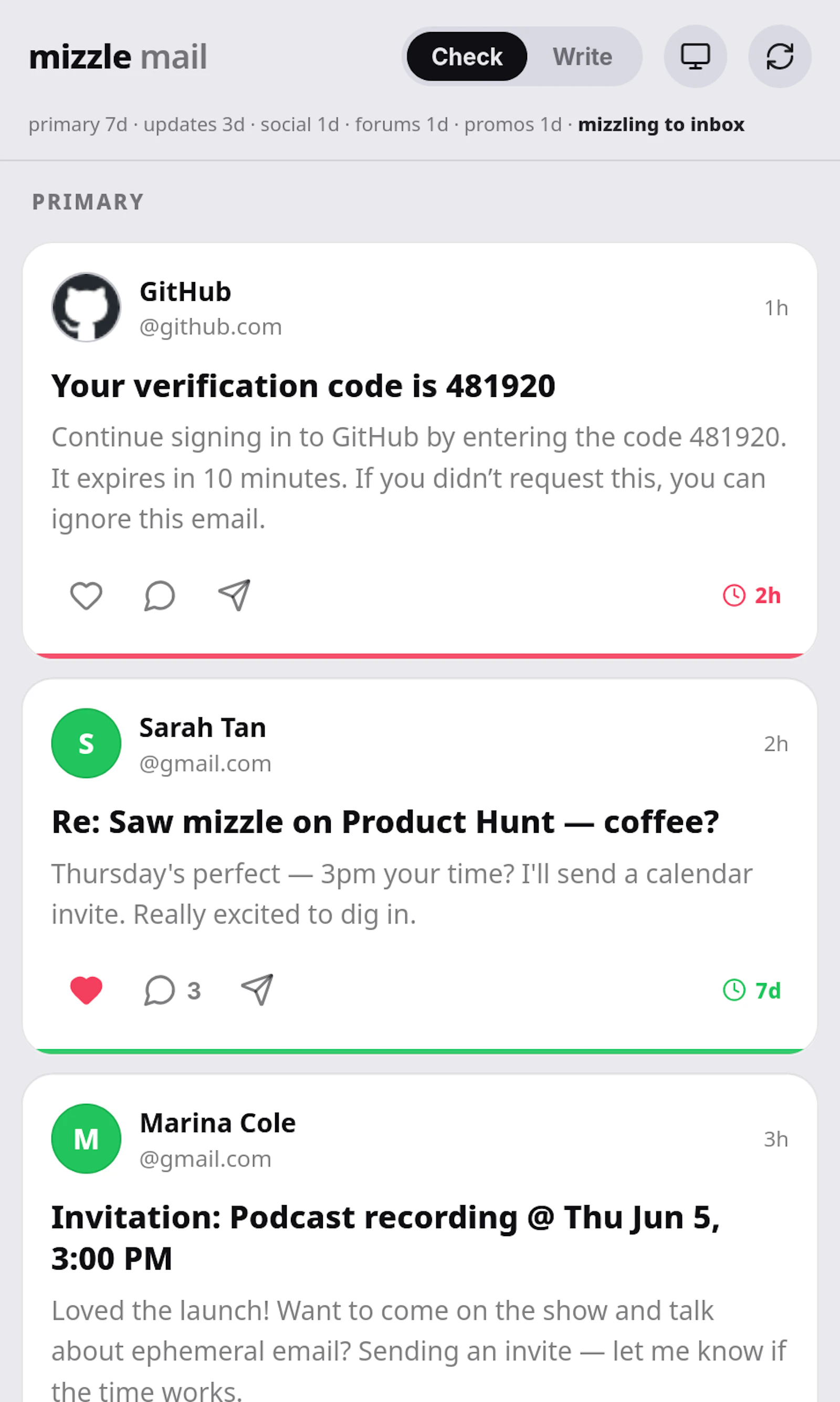 Mizzle Mail screenshot 1