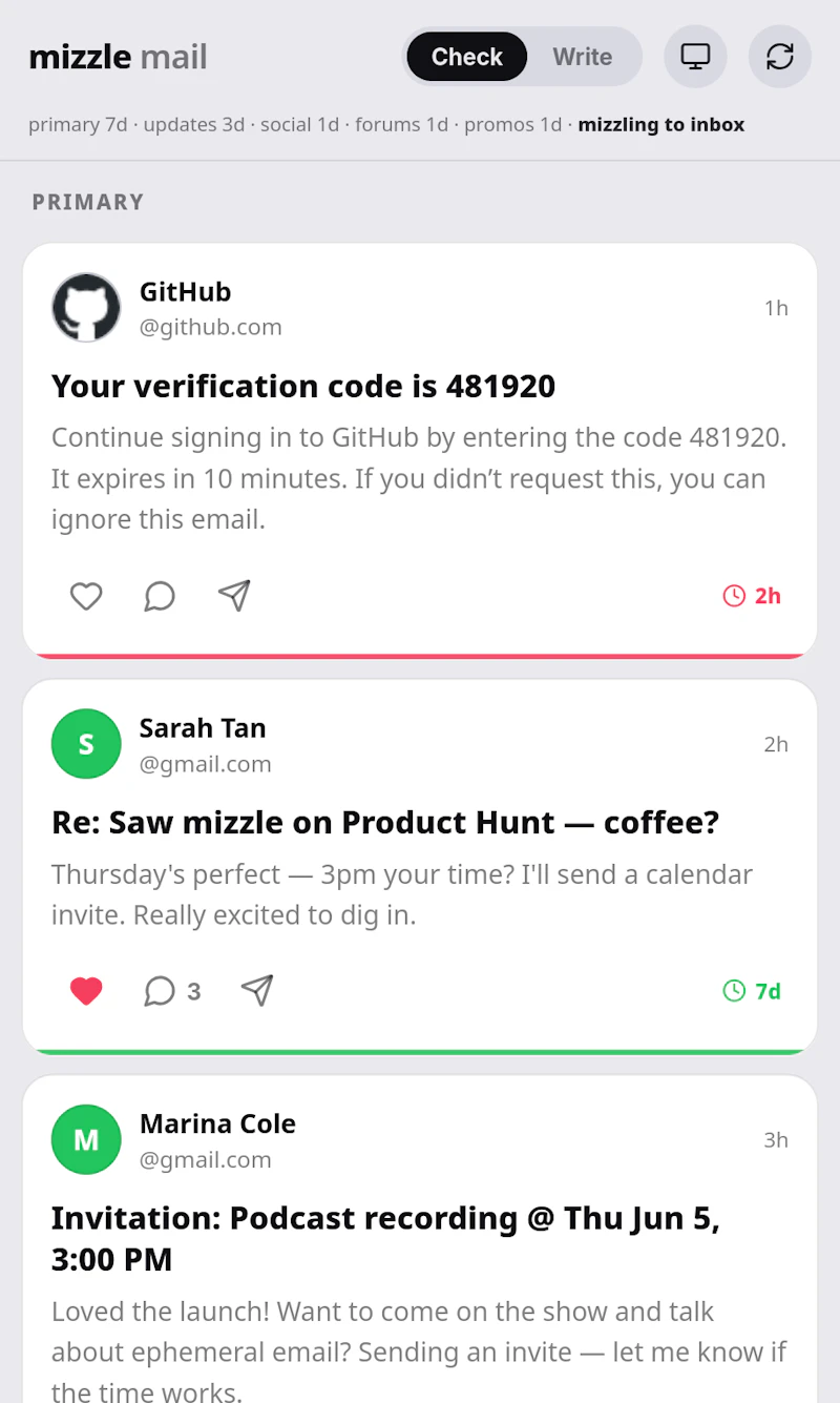 Mizzle Mail screenshot 1