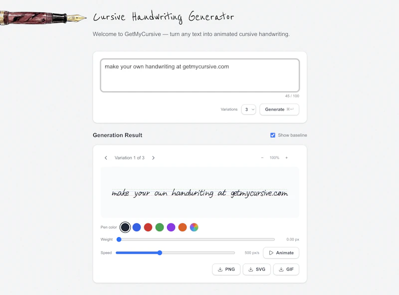 GetMyCursive screenshot 2