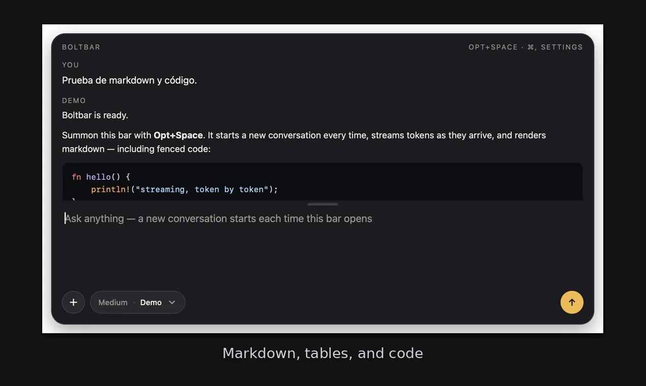 Boltbar: Spotlight-style AI chat for your Mac | Product Hunt