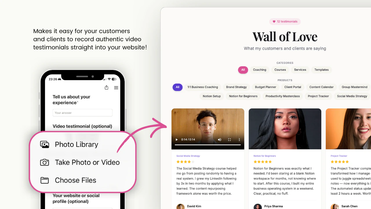 Beautiful Testimonial Manager in Notion screenshot 2
