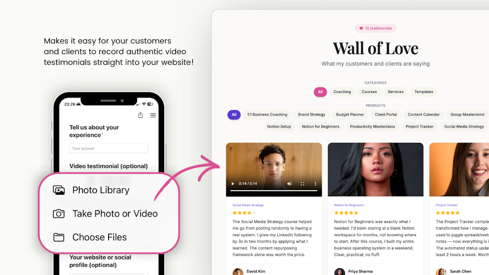 Beautiful Testimonial Manager in Notion screenshot 3