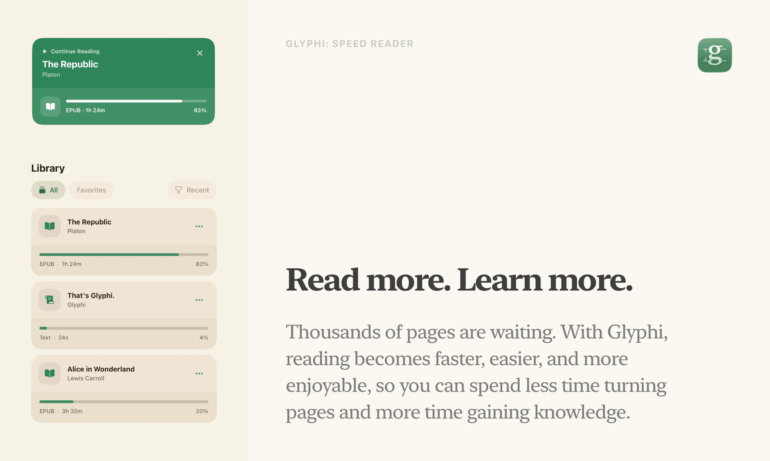 Glyphi: Speed Reader 截图 9