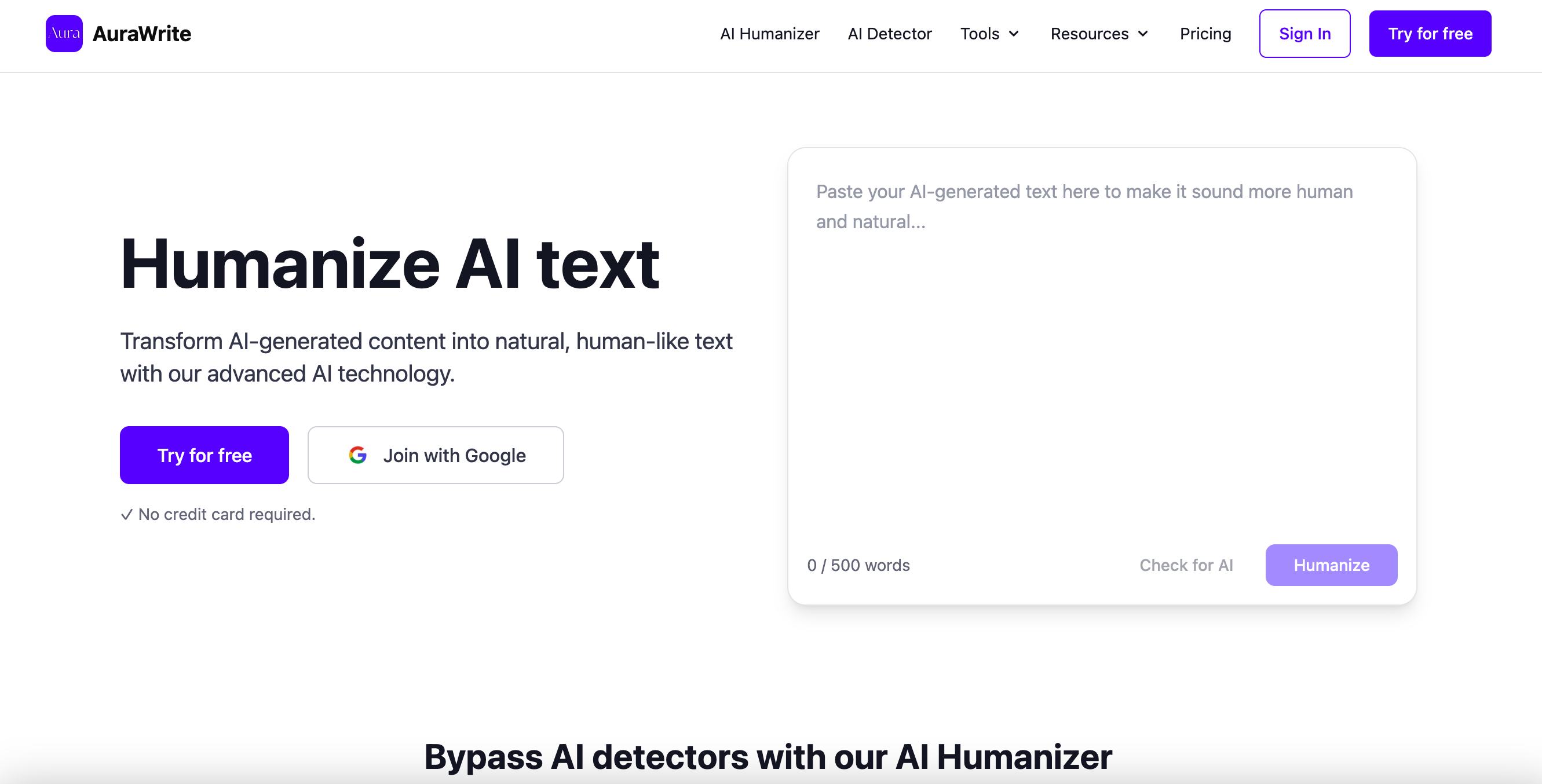 AuraWrite AI - Main screenshot showing features and interface