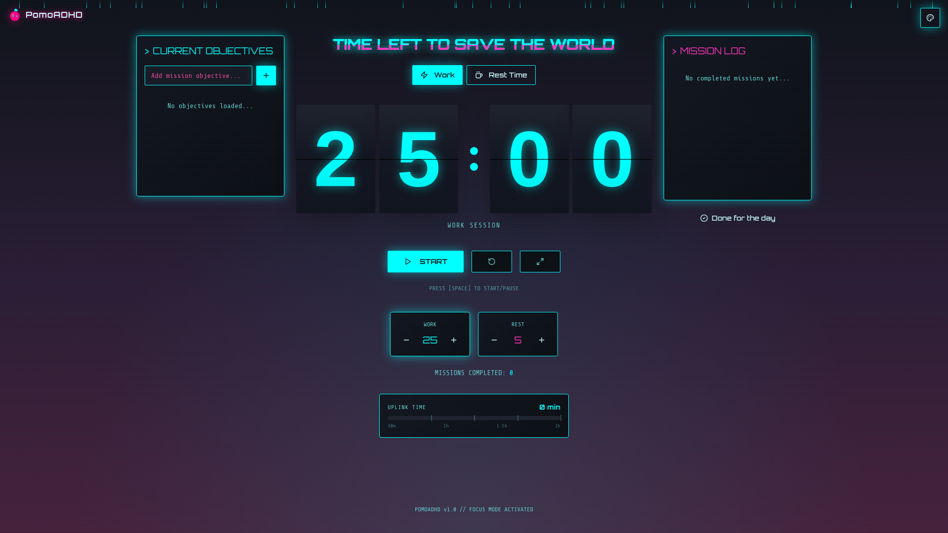 PomoADHD - Main product screenshot demonstrating key features and user interface