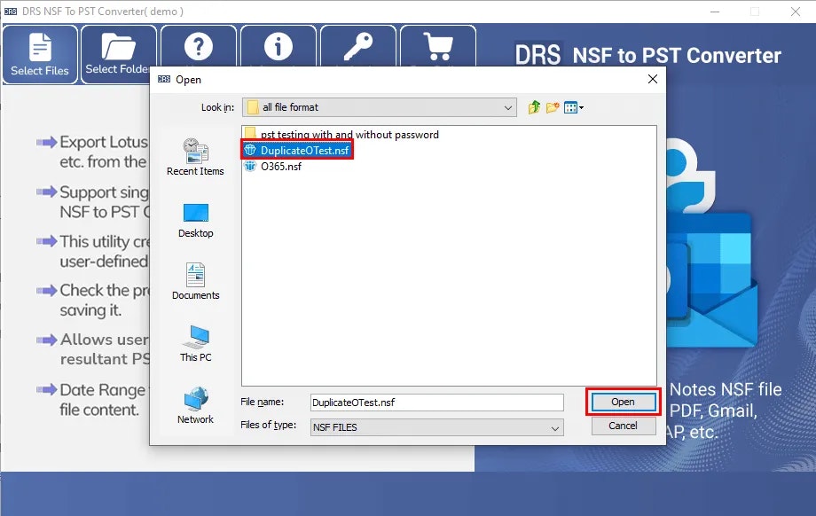 Drs Softech NSF'den PST Dönüştürücüsüne - NSF'yi PST ve bulut platformlarına dönüştürün - güvenli ve doğru medya 3