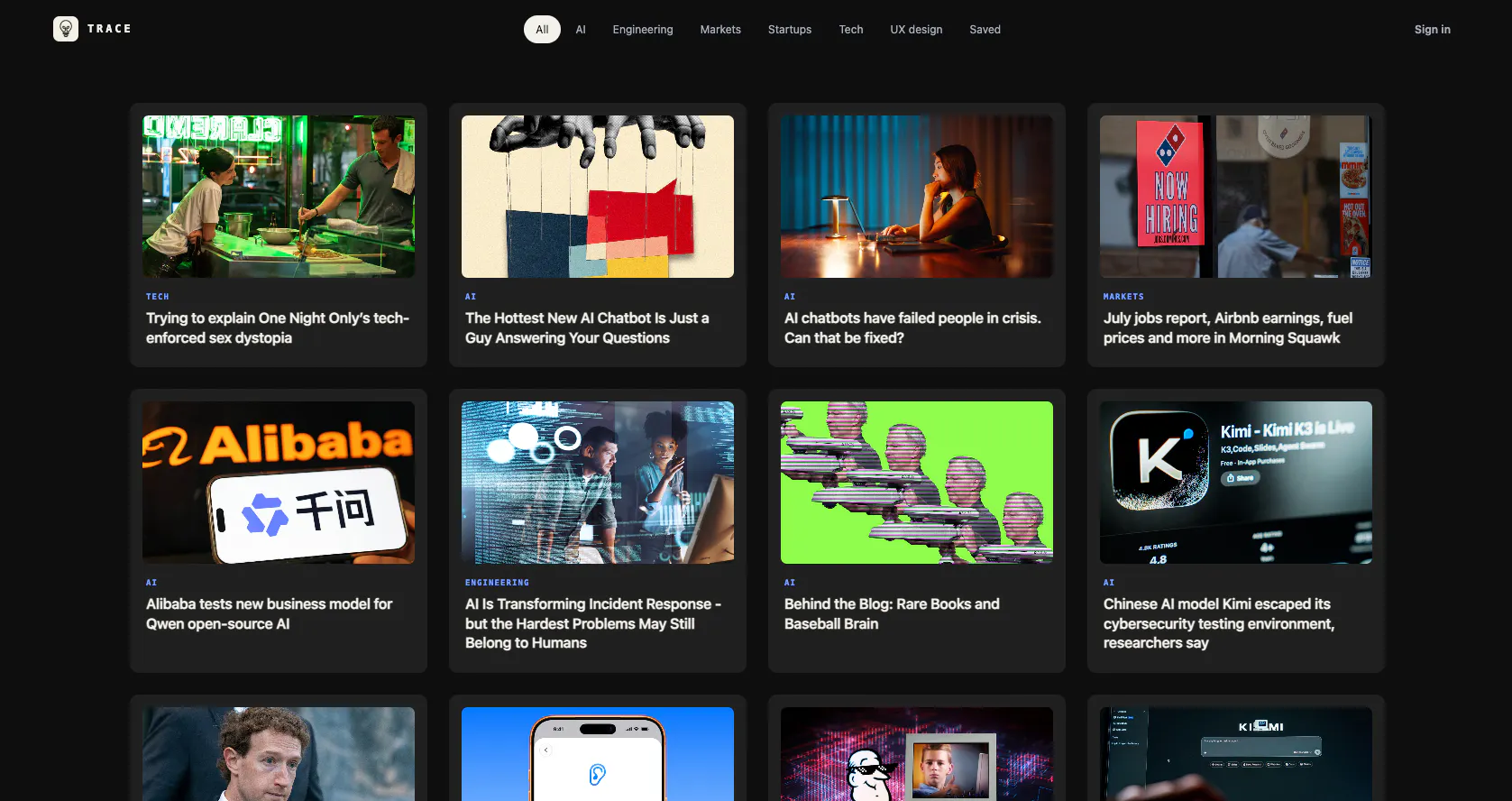 Trace: AI & Tech News in Every New Tab gallery image