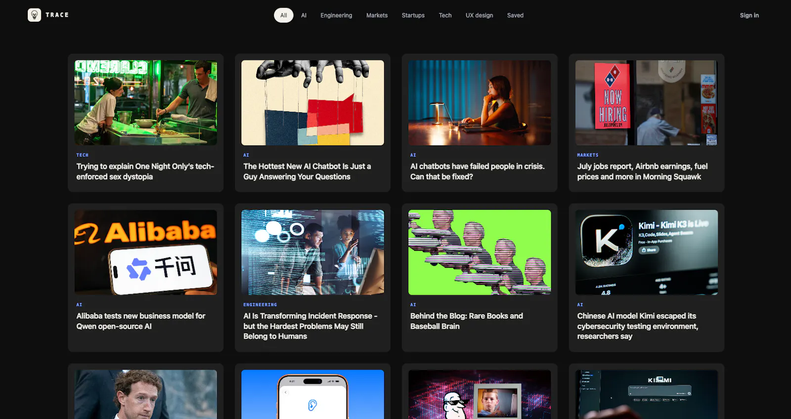 Trace: AI & Tech News in Every New Tab screenshot 2