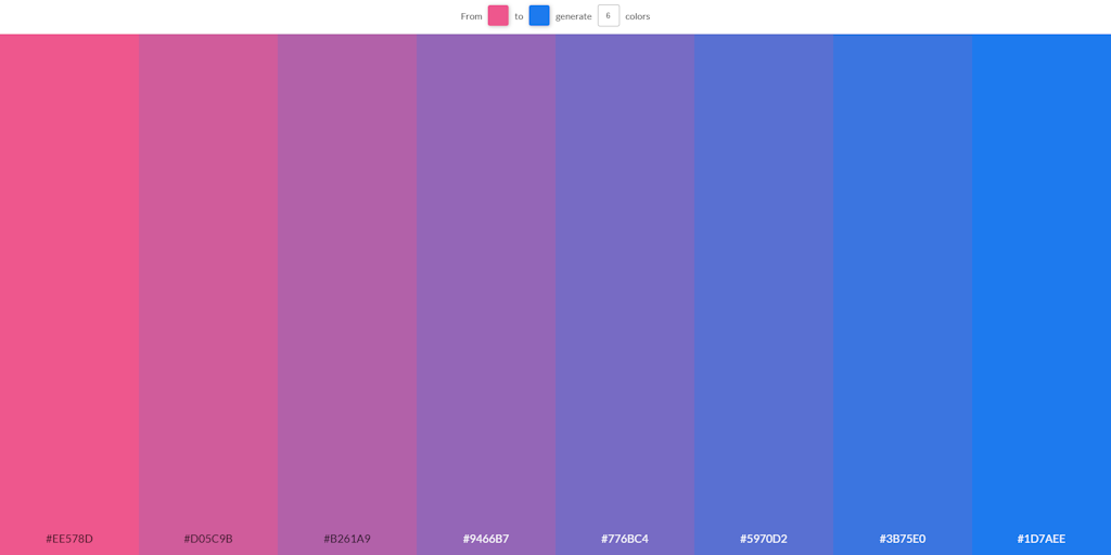 Subcolor: Generate colors between two colors | Product Hunt