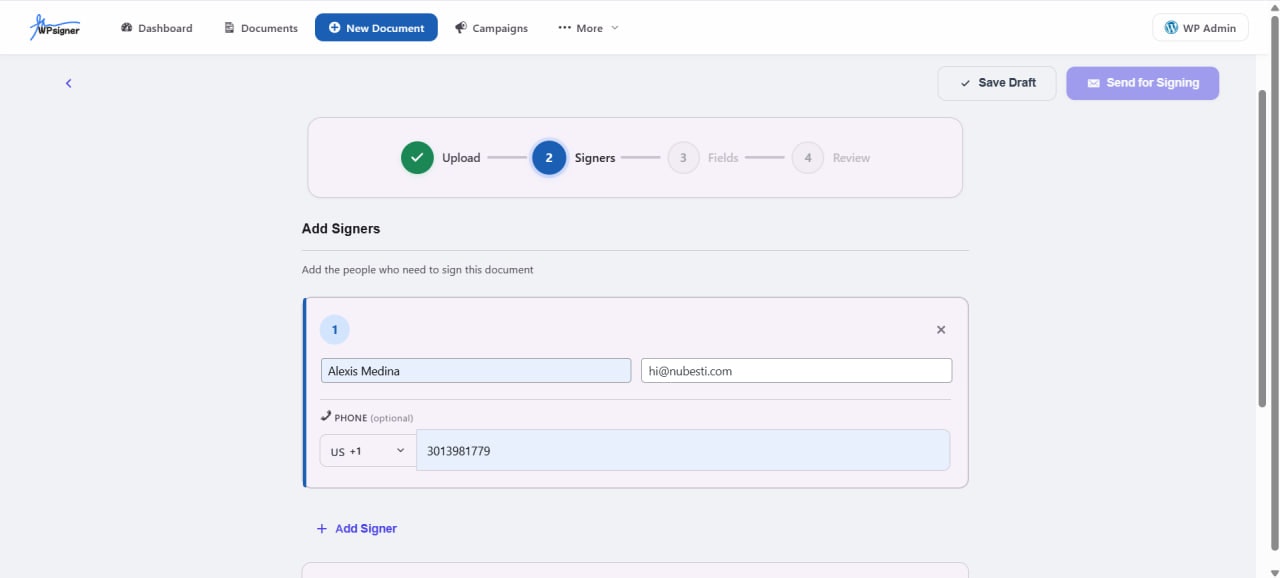 WPsigner - Screenshot 5 showing product features and functionality