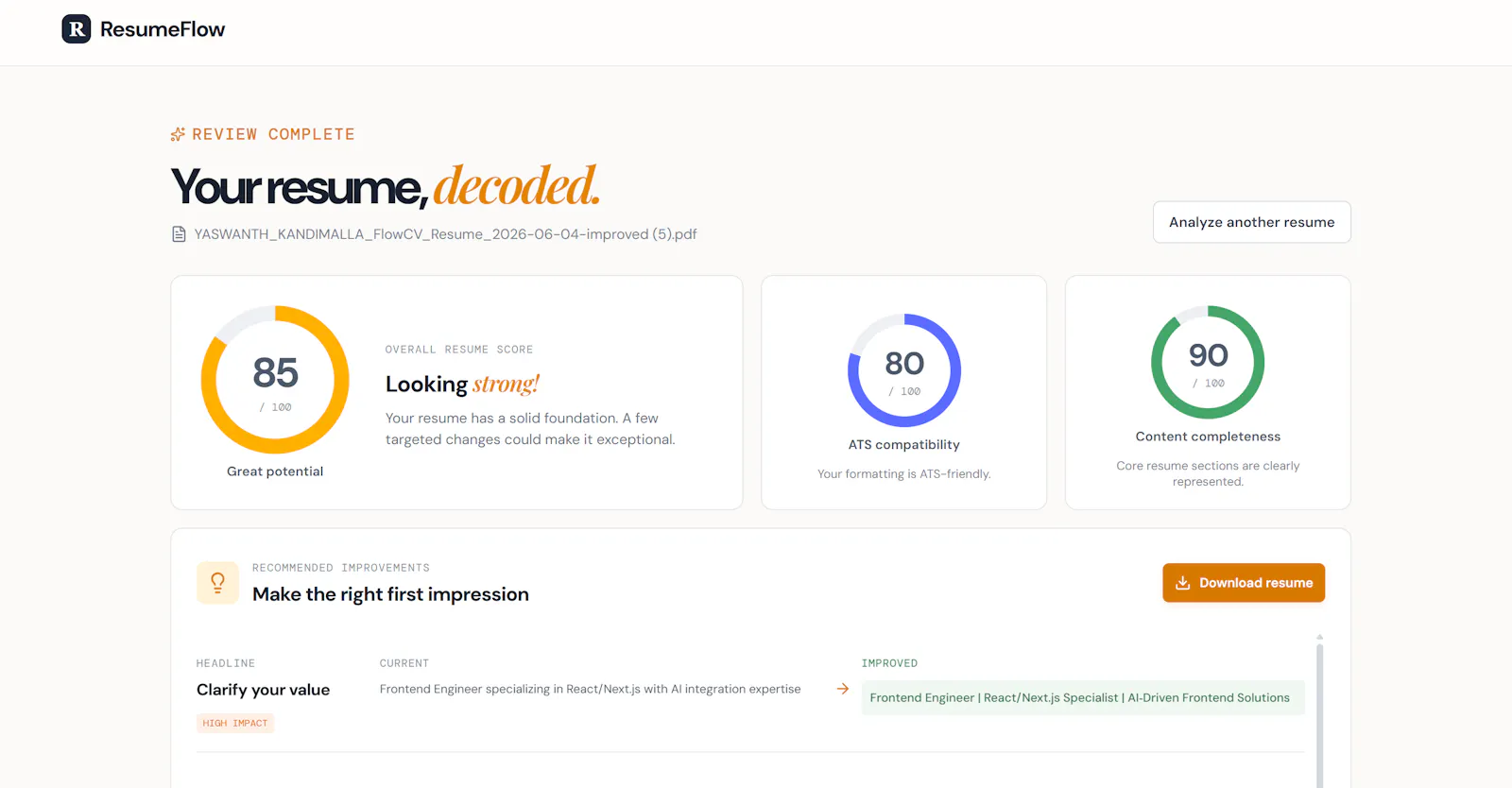 ResumeFlow screenshot 2