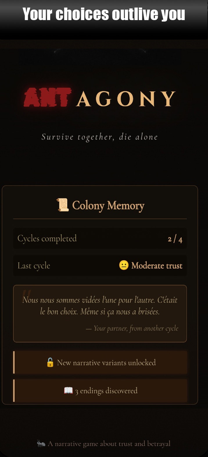 ANTagony – The Ant Prisoner's Dilemma gallery image