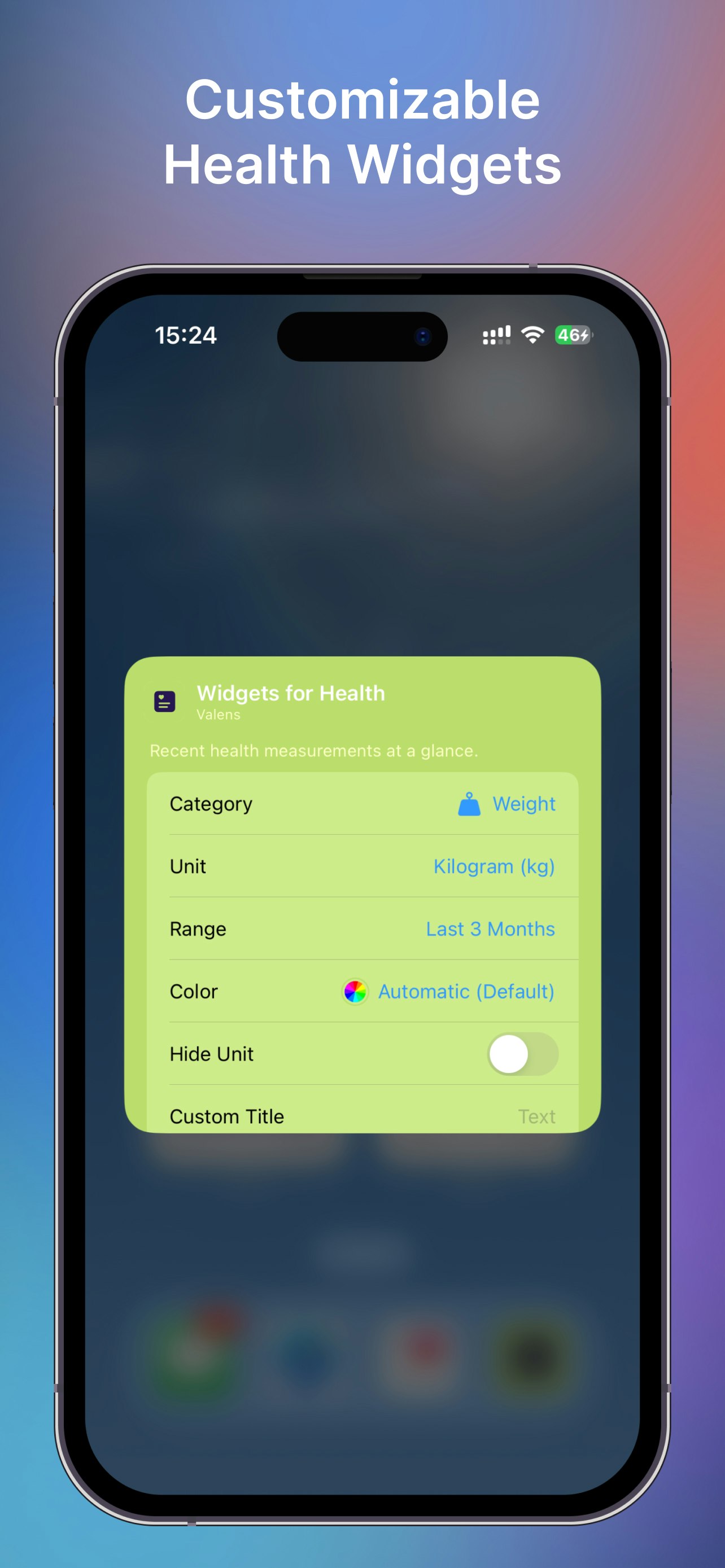 Valens - Widget per la salute - Recenti misurazioni sanitarie a colpo d'occhio. media 5