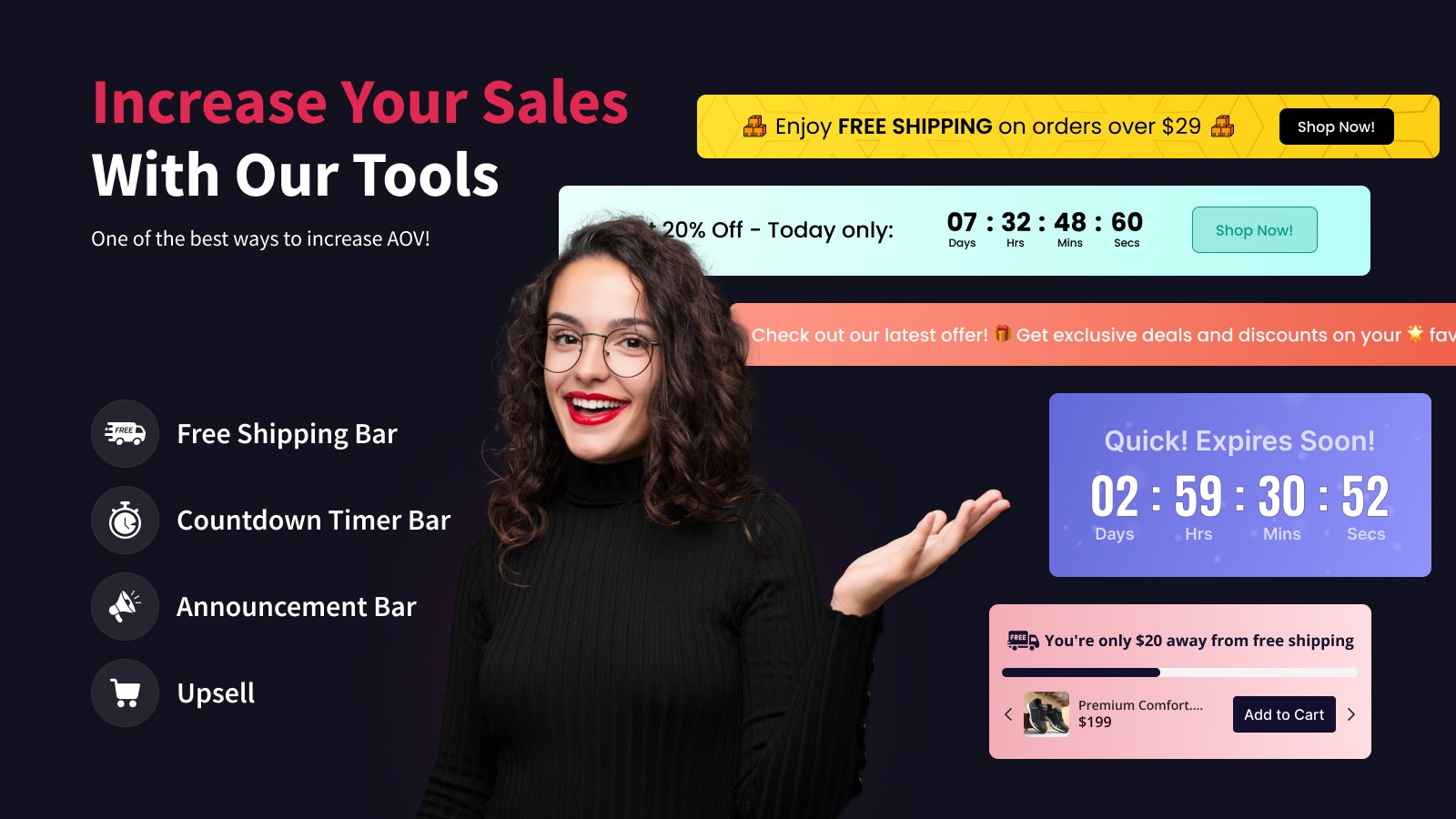 Invints運輸，酒吧，Upsell - 所有類型的公告，運輸欄，倒計時和Upsell media 1