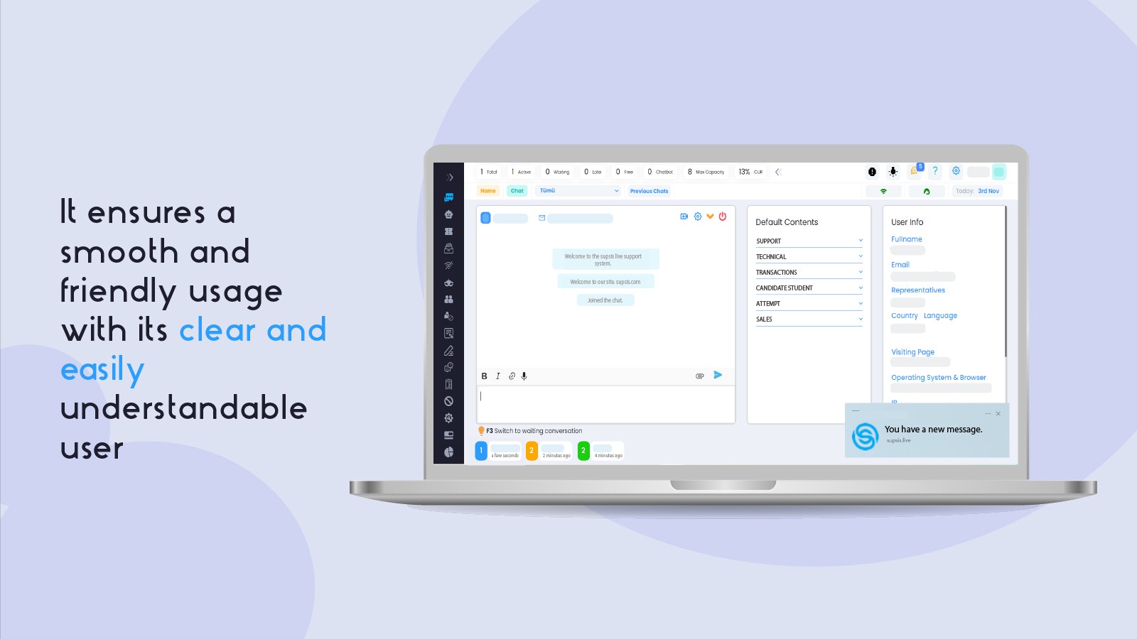Supsis Live support system and Chatbot gallery image