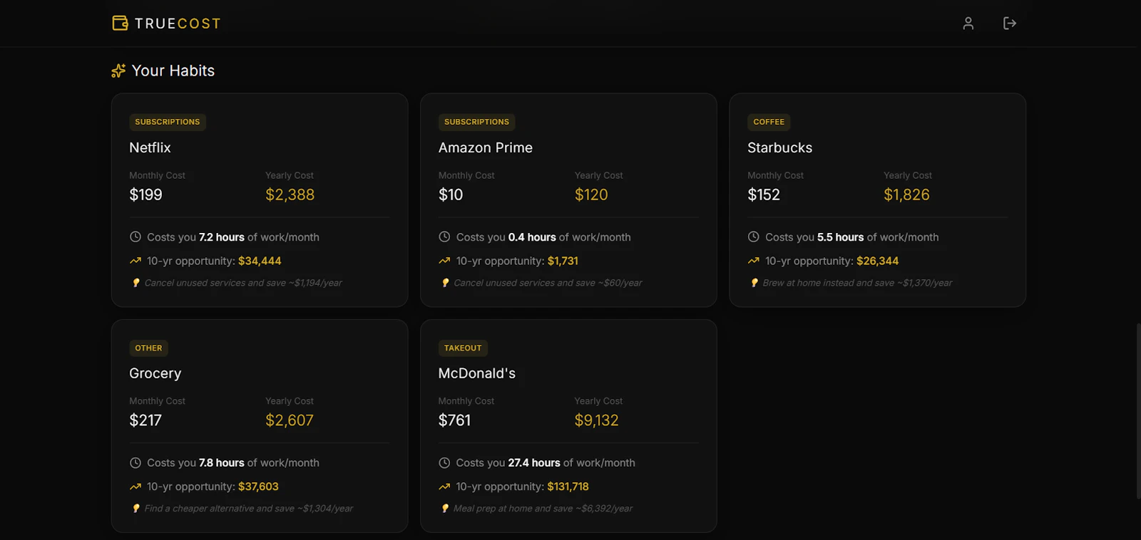 TrueCost screenshot 3