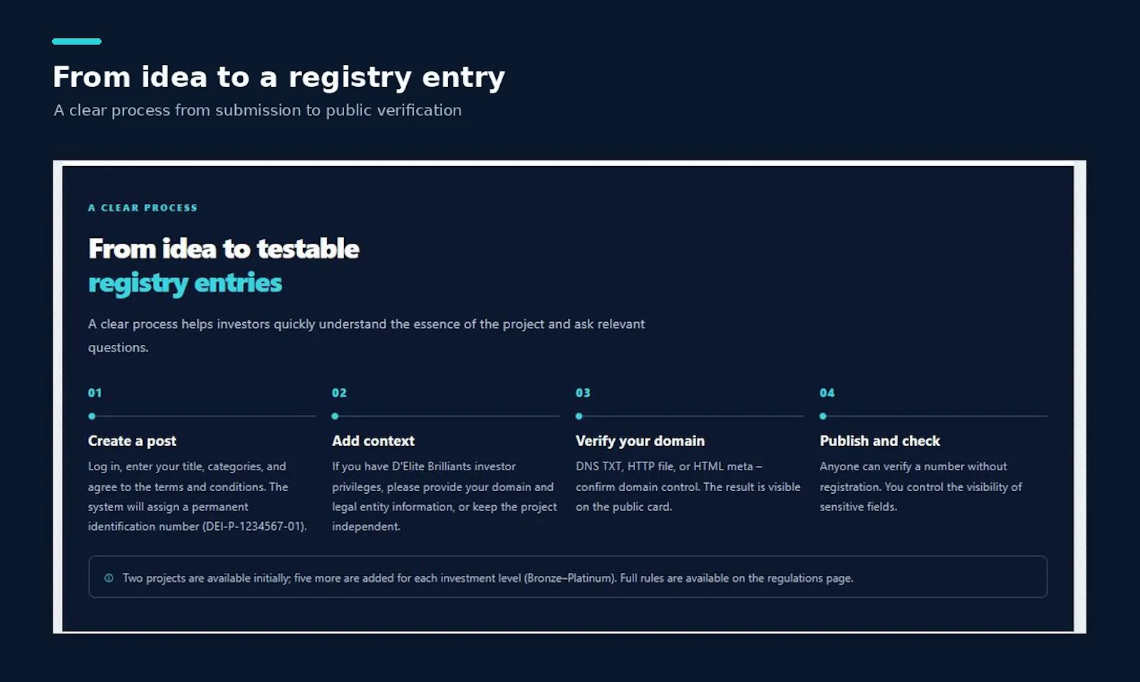 DEI Internet Project Registry screenshot 2