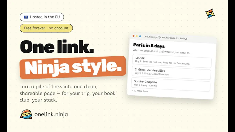Onelink.ninja - Shareable link lists screenshot 1 (video preview)