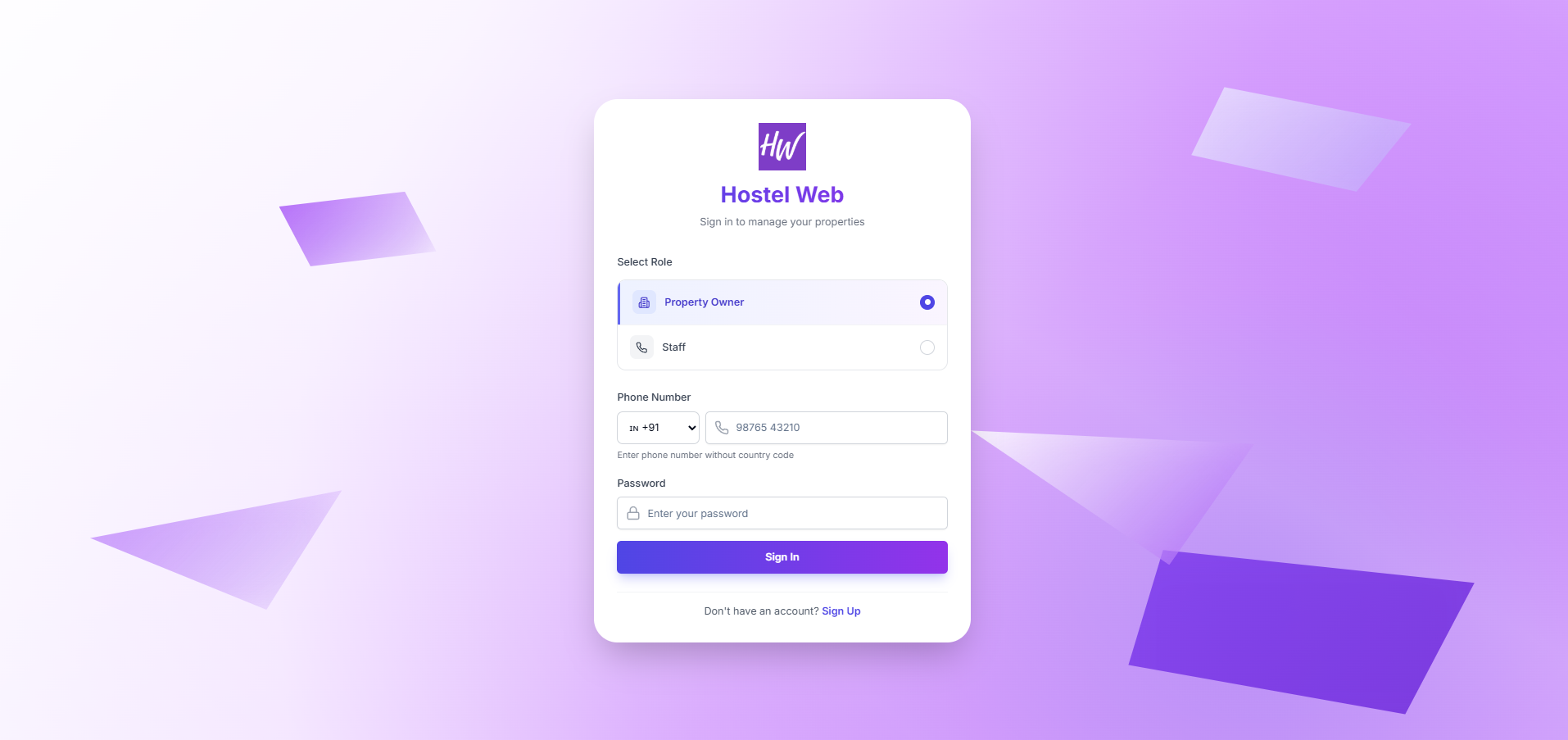 HostelWeb - Screenshot 2 showing product features and functionality