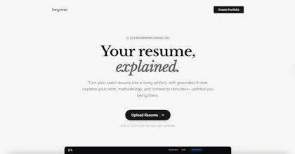 Imprint — A living resume with AI gallery image