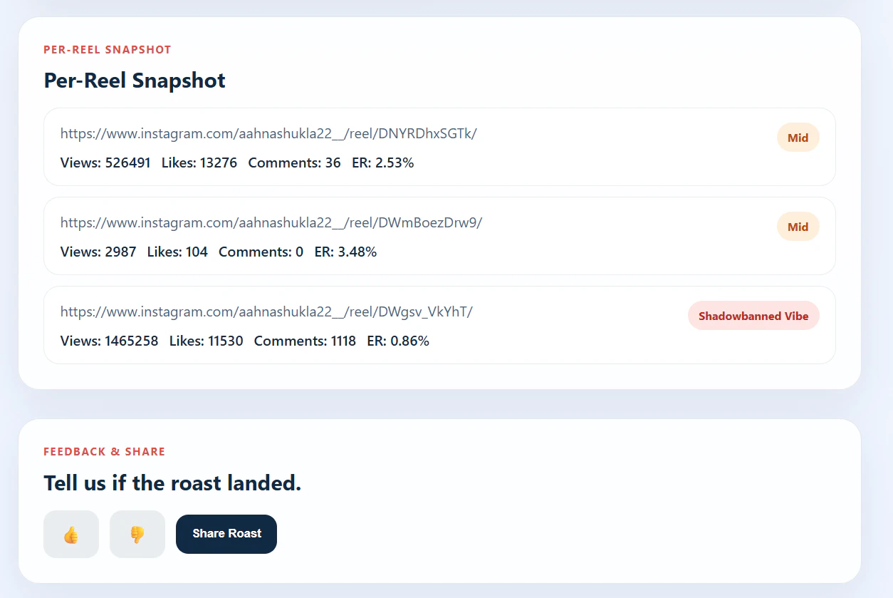 Instagram Reel Analyzer screenshot 2