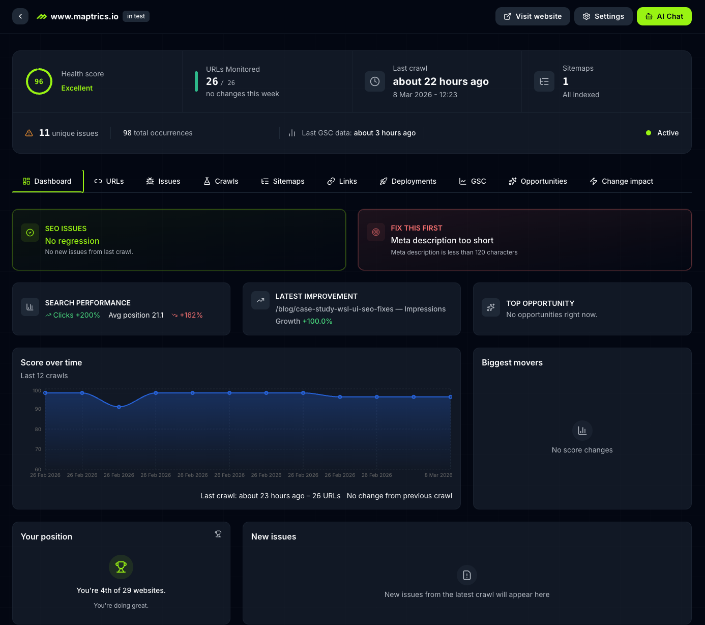 maptrics - Main product screenshot demonstrating key features and user interface