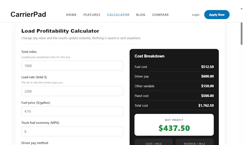 CarrierPad screenshot 1