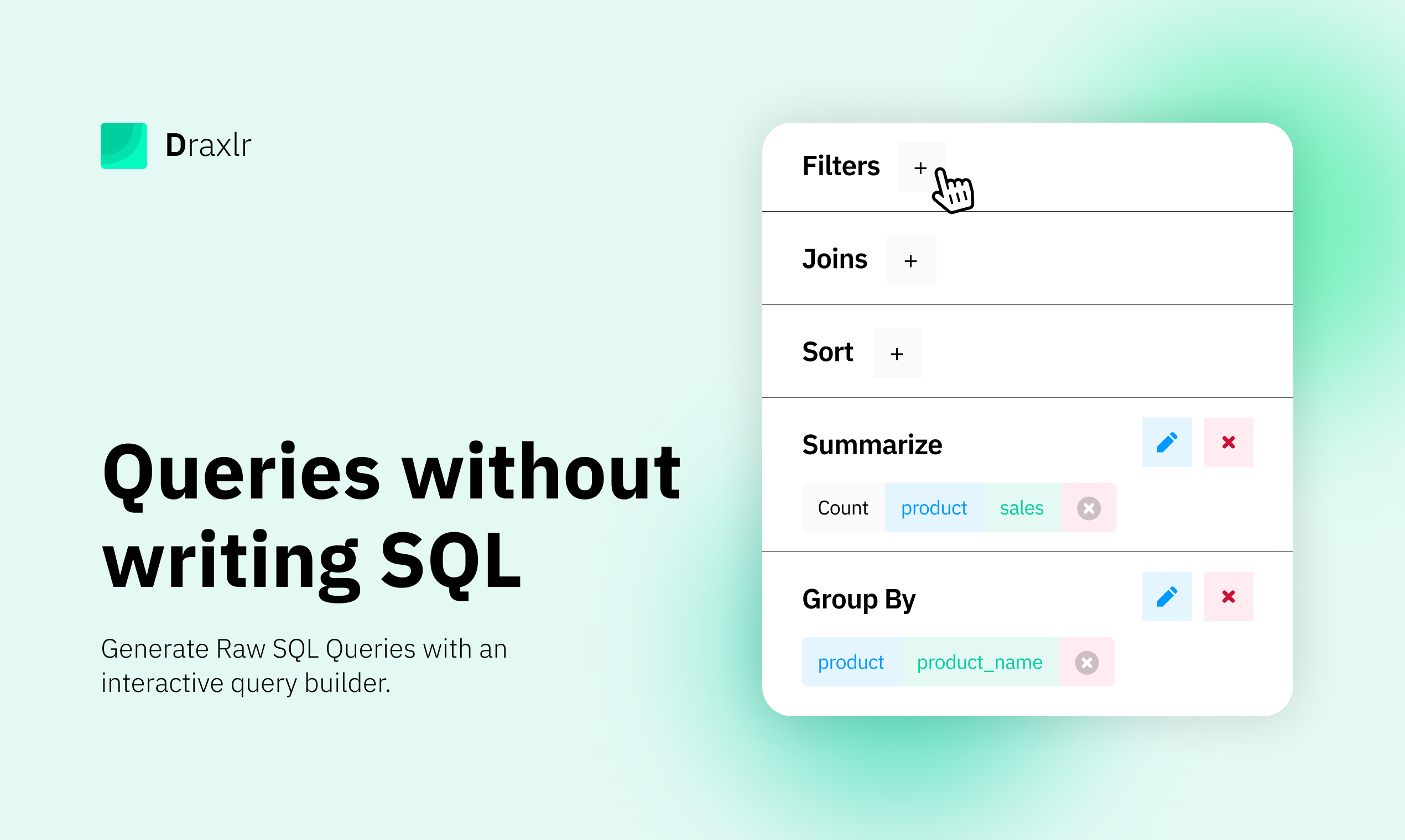 Draxlr tarafından SQL sorgu üreticisi - Etkileşimli bir sorgu oluşturucu ile ham SQL sorguları oluşturun. medya 2