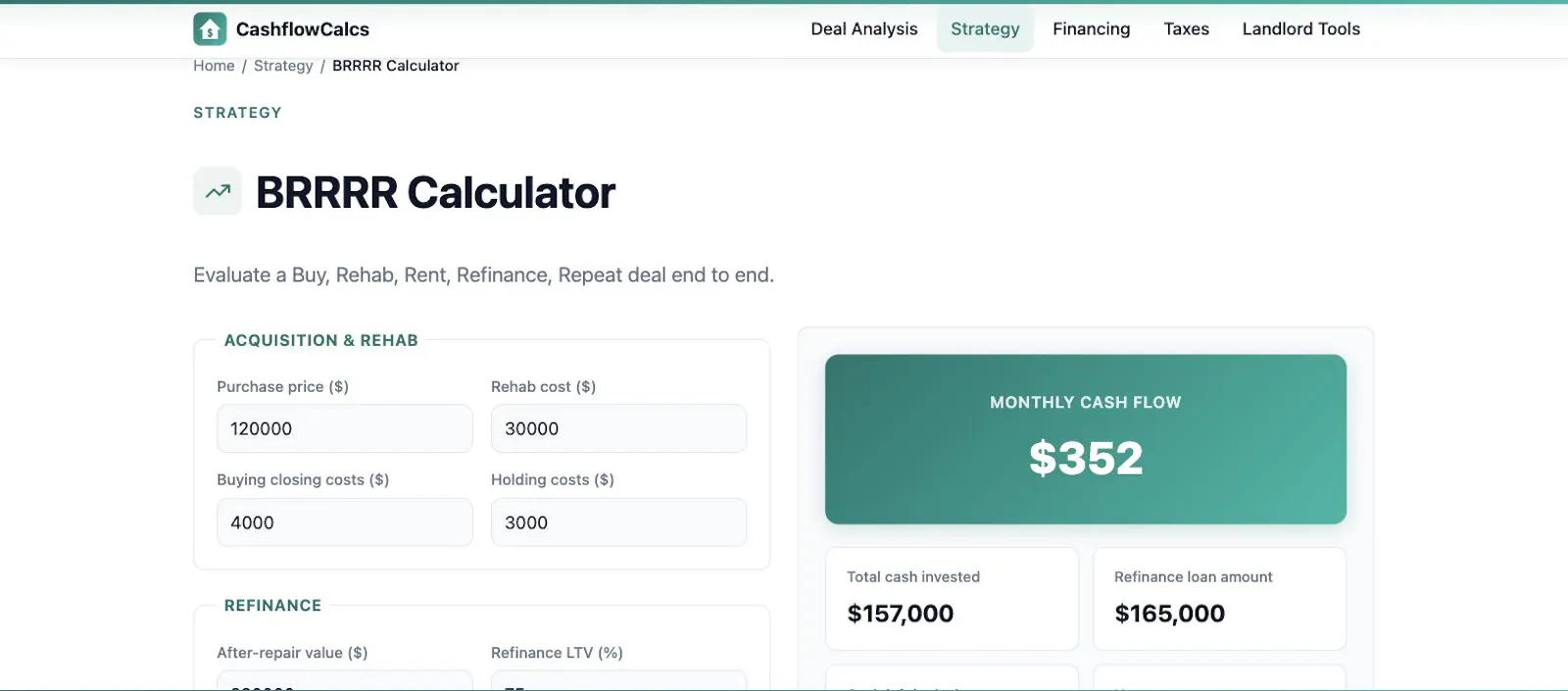 CashflowCalcs screenshot 1