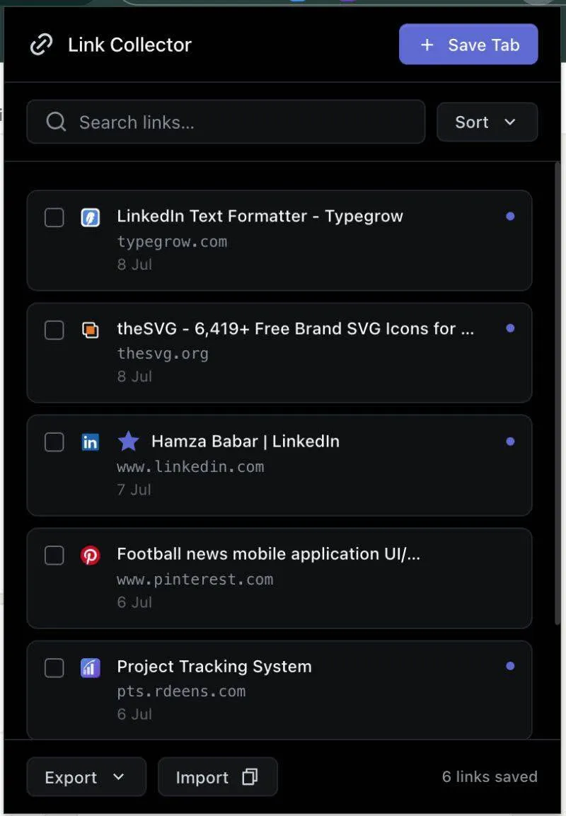 Link Collector screenshot