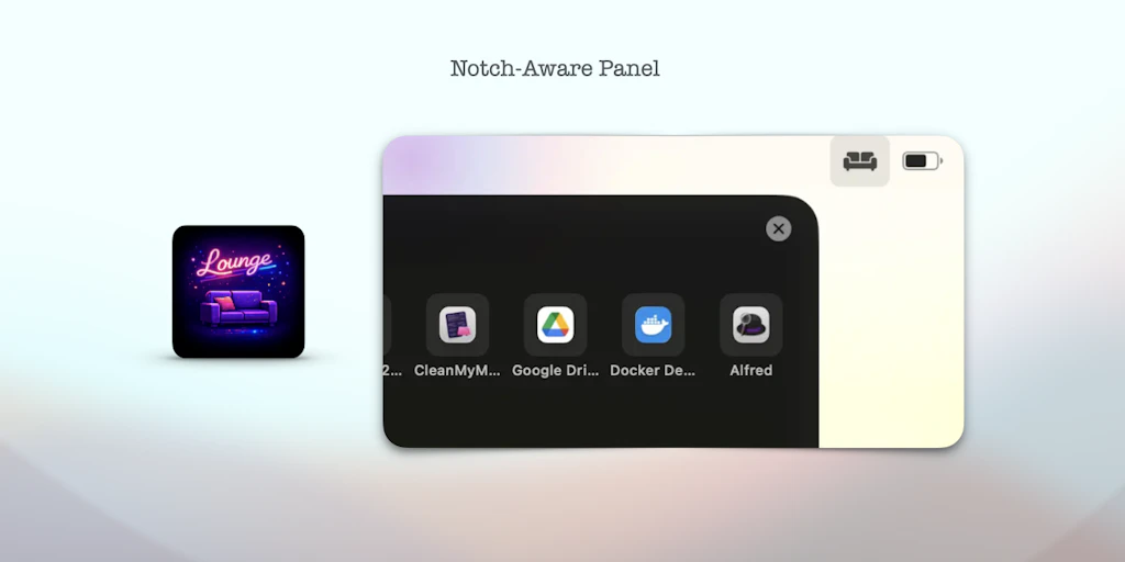 Lounge:具備瀏海感應圖示控制功能的 macOS Tahoe 選單列管理工具