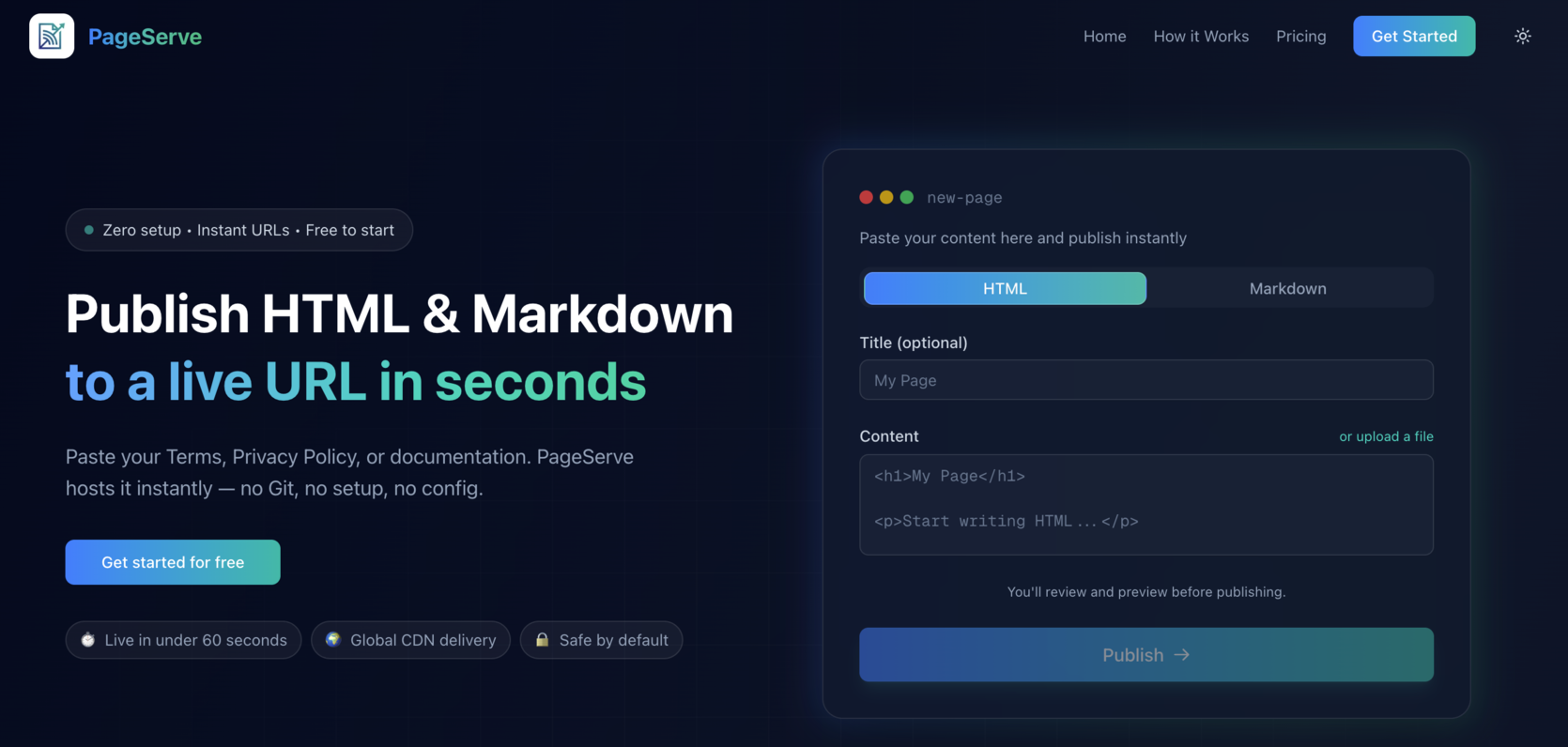PageServe - Main product screenshot demonstrating key features and user interface