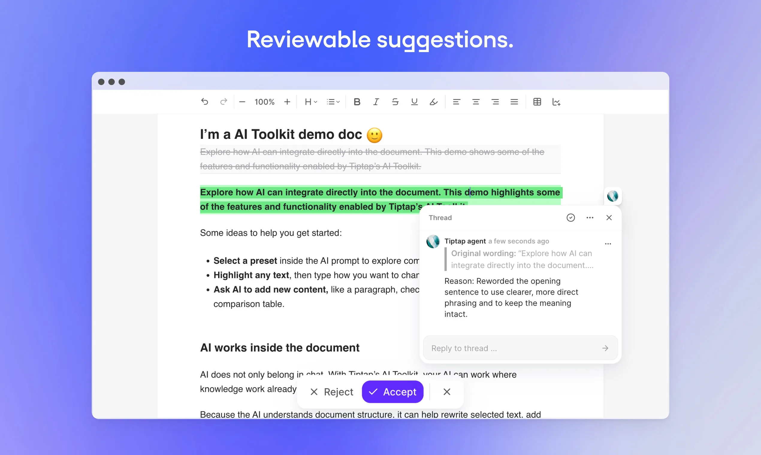Tiptap AI Toolkit gallery image