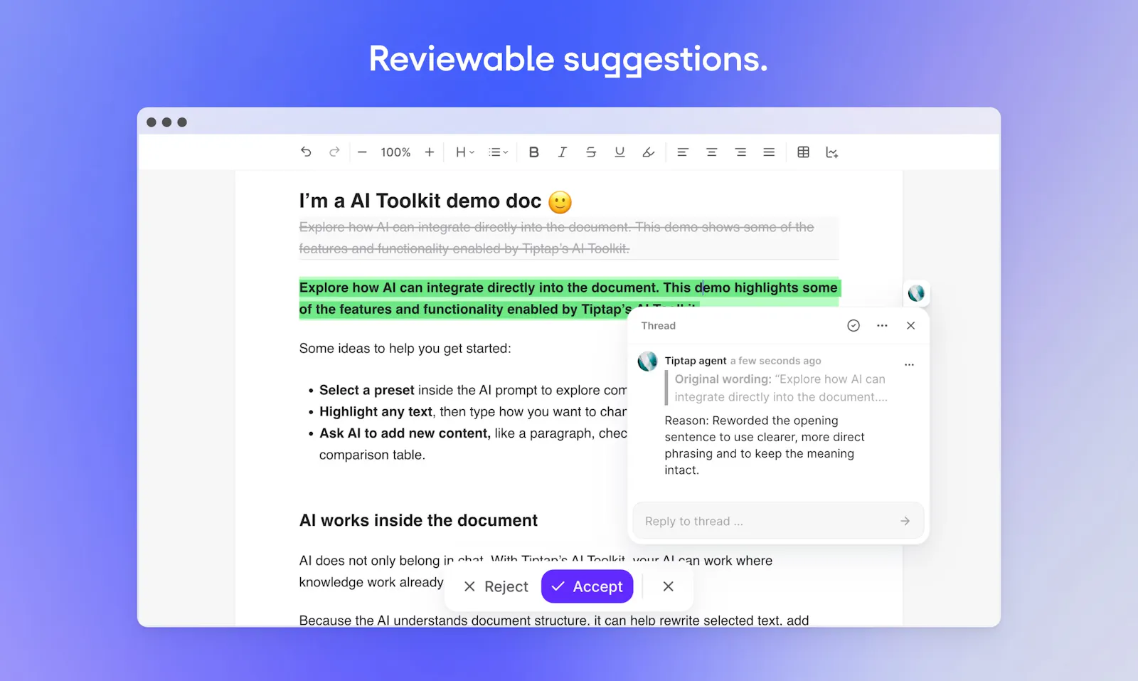 Tiptap AI Toolkit screenshot 4