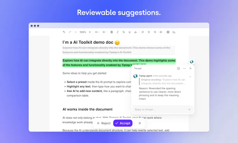 Tiptap AI Toolkit screenshot 4