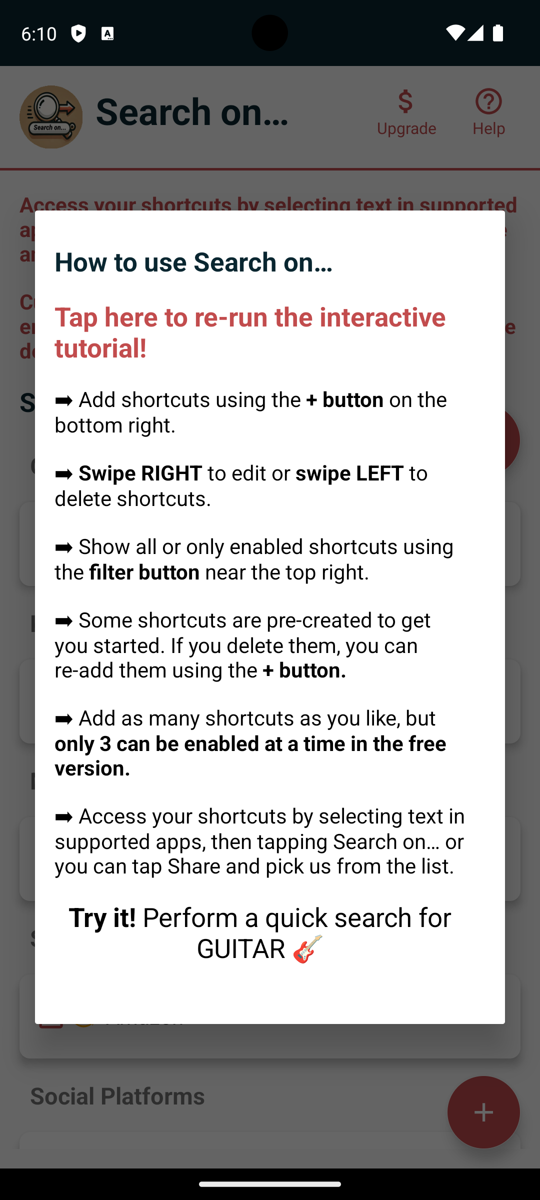Média Rechercher - Sélectionnez pour rechercher - Application Android pour rechercher le texte sélectionné sur vos sites préférés 3